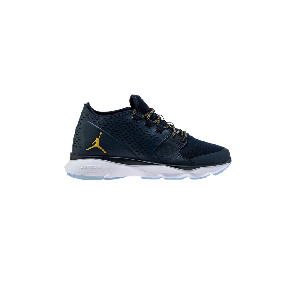 Nike Jordan Flow Navy and Gold Sneakers Size 9 - Picture 2 of 11